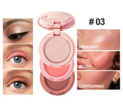 3 In 1 Matte Highlighter Contouring Blush Palette Pearly Shiny Eyeshadow Multifunctional Face Makeup Palette Female Cosmetic