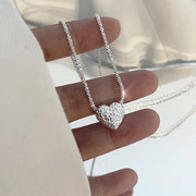 New 925 Sterling Silver Girls Hammer pattern Love Necklace Simple Heart shaped Pendant Women's Gift Boutique Jewelry NK153 - Luxe Ladies Moda
