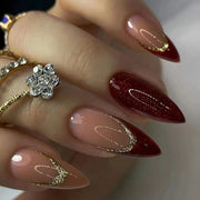 24pcs Detachable Almond French False Nails DIY Glitter Design Press on Nails Fake Nials DIY Manicure Nail Tips - Luxe Ladies Moda