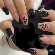 24pcs/Box Long T Handmade French Flame Wave Love With Diamond False Nail Enhancement Waterproof Gel Fake Nails