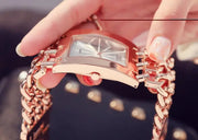 Women Luxury Brand Watch Dress Rhinestone Women Wristwatches Stylish Gold Female Watches for Women