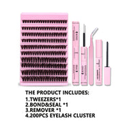 DIY Eyelash Extension Kit 200pcs Individual Lashes Cluster D Curl, 8-16mm Mix Lash Clusters with Lash Tweezers - Luxe Ladies Moda