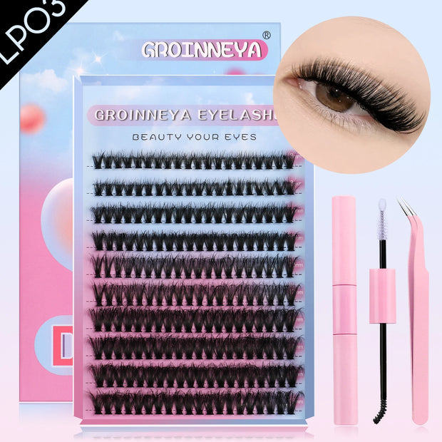 Lash Clusters Set Mixed Tray Lashes Kit Fluffy Individual Lashes Extension with Lash Bond and Seal At Home Makeup - Luxe Ladies Moda
