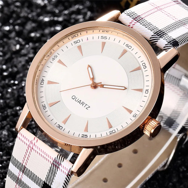 Fashion Casual Women's Quartz Watches Black White Dial Analog Ladies Wristwatch Leather Strap Simple Female Clock Gift for Women - Luxe Ladies Moda