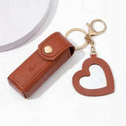 Solid Color Portable Lipstick Bags Wallet Keychain Mini Storage Bag For Women Lipsticks Protective Cover With Mini Makeup Mirror - Luxe Ladies Moda