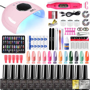 Nail Set Nail Gel Tools Kit 54W Nail Lamp 18/12/7 Colors UV Gel Nail Polish Kit Contains Nail Drill Machine Nail Kit