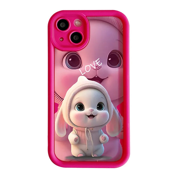 Lovely Pink Rabbit Silicone Case For Samsung Galaxy S24 S23 Ultra S22 S21 Plus S20 FE A12 A32 A52 A52S A23 A33 A53 A14 A34 A54 - Luxe Ladies Moda