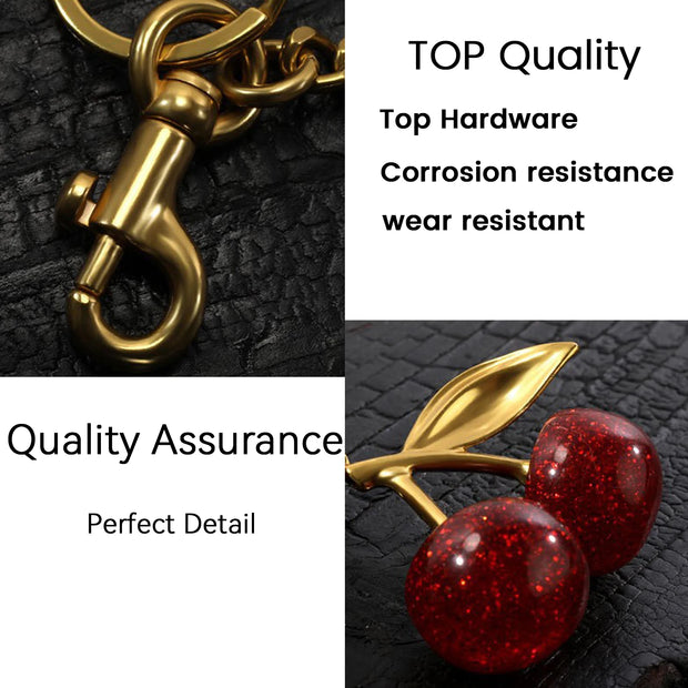 Handbag Pendant Keychain Women's Exquisite Internet-famous Crystal Cherry Car Accessories High-Grade Pendant - Luxe Ladies Moda