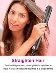 Straightening Curling Iron Combo for Curl Wave Straighten Women Hair - 1 Inch Dual Voltage - Luxe Ladies Moda