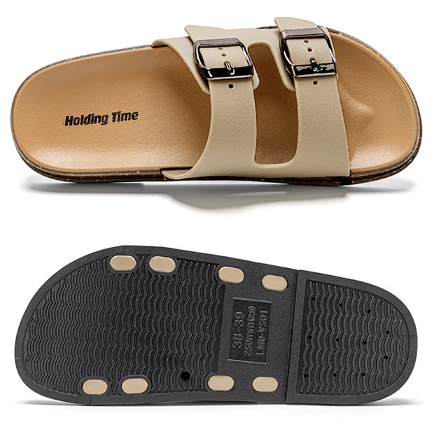 Double Strap Women's Slippers Summer Adjustable Soft Sole Shoes Outdoor Fashion Flat Bottom Sandals Women - Luxe Ladies Moda