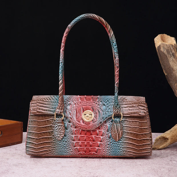 Multicolor Crocodile Pattern Fashion Handheld Stick Bag Large Capacity One Shoulder Underarm Bag Women's Luxury Handbag - Luxe Ladies Moda