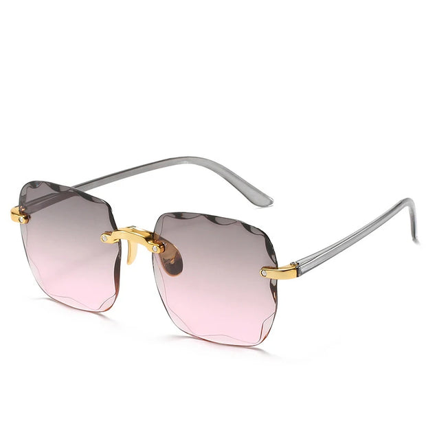 Sunglasses For Women ladies Rimless Sun glasses Diamond cutting Lens Brand Designer Ocean Shades Vintage female glasses eyewear - Luxe Ladies Moda