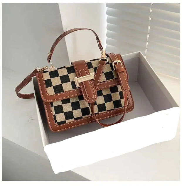 small square bag Versatile shoulder crossbody bag casual checkerboard bag  crossbody bags for women  Satchels