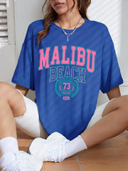 Malibu Beach Letter Print Print Womens T-Shirts Street Casual Tshirt Summer Brand Tee Clothing Hip Hop Breathable Tshirts Women - Luxe Ladies Moda