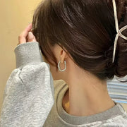 Vintage Metal Geometry Hoop Earrings - Irregular Minimalist Design for Women - Luxe Ladies Moda