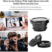 1 Set 3In1 Mobile Phone Fish Eye+Wide Angle+Macro Lightweight Camera Lens With Clip Universal Cell Phone Lens For iPhone - Luxe Ladies Moda