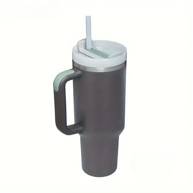 40oz 304 Straw For Sport Stainless Steel Insulated Water Bottle Thermal Coffee Car Cup Cold Hot Mugs Vacuum Flask With Handle - Luxe Ladies Moda