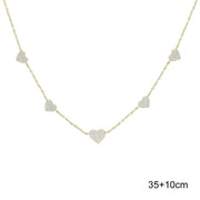 High Quality Micro Pave White CZ Heart Charm Link Chain Necklace Minimal Delicate Fashion Jewelry - Luxe Ladies Moda