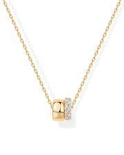 Women Luxury 14K Gold Plated Cubic Zirconia Rondelle Pendant Necklace Lady Girls Two-Toned Dainty Trendy Necklaces - Luxe Ladies Moda
