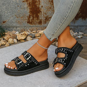 Summer Fashion Comfortable Women's Slippers Roman Metal Breathable Thick Sole Round Head Walking Casual Shoes - Luxe Ladies Moda