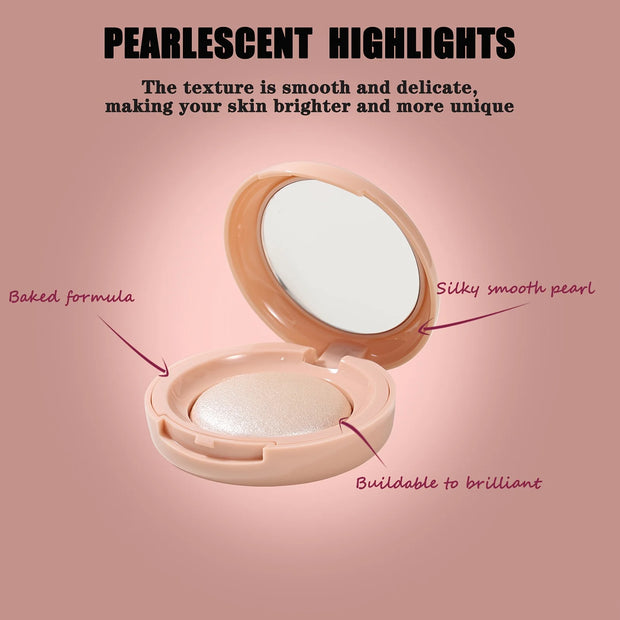 Face Highlighter Palette – Pearl Shimmer Glow Powder