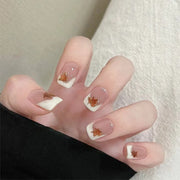 24pcs/set Medium long fake nails for women Spring summer flowers butterfly bee design faux ongles tips press on false nail art - Luxe Ladies Moda