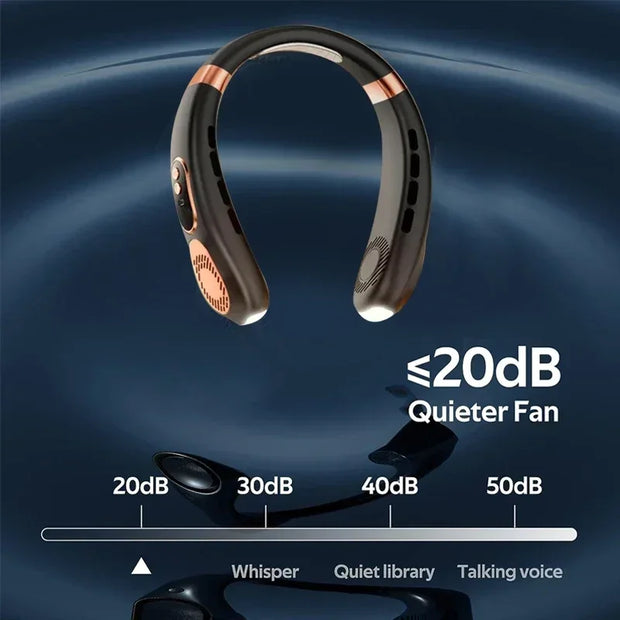Portable Neck Fan,4000 mAh Cooling Airflow 5 Speeds Adjustable Bladeless Fan Hands Free Personal Wearable Rechargeable Battery - Luxe Ladies Moda