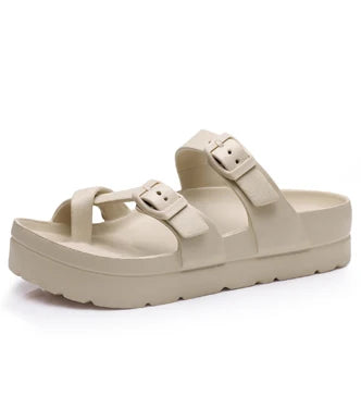 Platform Sandals Comfortable Foam Slides Thick Soles Outdoor Adjustable Buckle Beach Sandals with Arch Support
