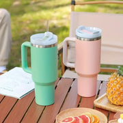 40oz 304 Straw For Sport Stainless Steel Insulated Water Bottle Thermal Coffee Car Cup Cold Hot Mugs Vacuum Flask With Handle - Luxe Ladies Moda