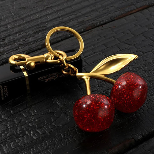 Handbag Pendant Keychain Women's Exquisite Internet-famous Crystal Cherry Car Accessories High-Grade Pendant - Luxe Ladies Moda