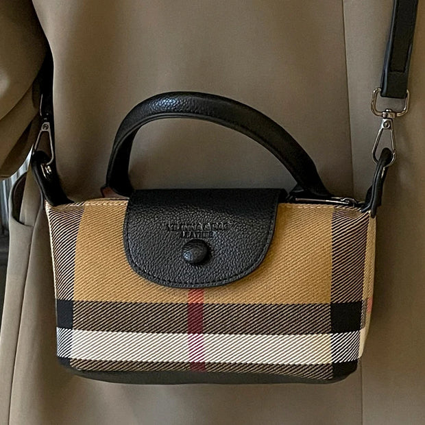European and American Fashion Women's Bag  New Check Pattern Bag Handheld Dumpling Bag Handheld Crossbody Bag