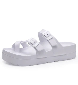 Platform Sandals Comfortable Foam Slides Thick Soles Outdoor Adjustable Buckle Beach Sandals with Arch Support