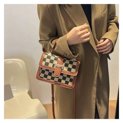 small square bag Versatile shoulder crossbody bag casual checkerboard bag  crossbody bags for women  Satchels