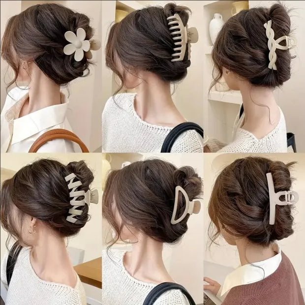 6Pcs Women Fashion Claw Clip Set Headwear Large Hair Claw Multiple Styles Korean For Girls Shark Clips Barrette Hair Accessories - Luxe Ladies Moda