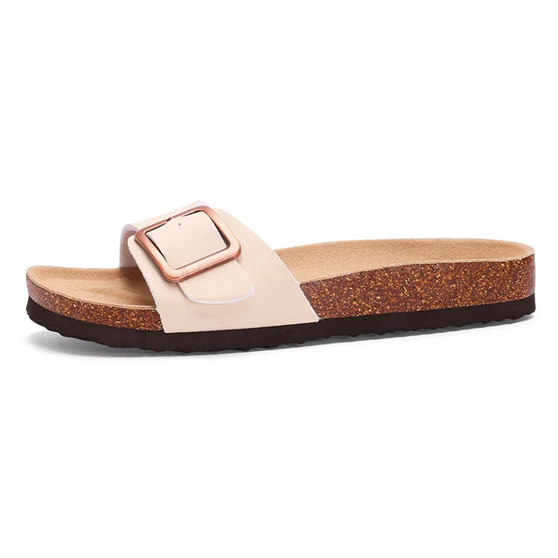 Cork Footbed Flat Slippers Fashion Flip Flops Women Outdoor Beach Shoes With Arch Support Women's Summer Clogs Sandals