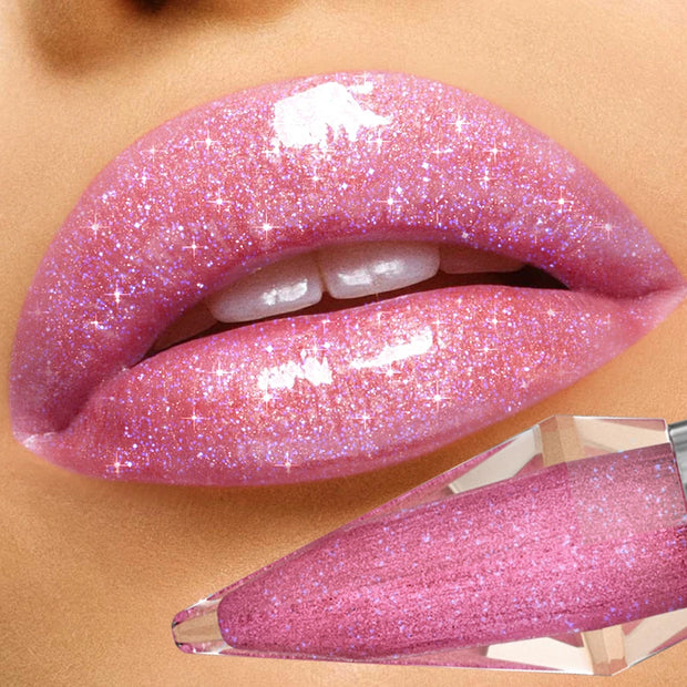 8-Color Glitter Shimmer Lip Gloss | Moisturizing Diamond Liquid Lipstick for Plump, Shiny Lips