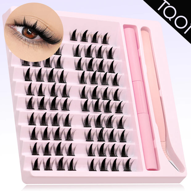 Eyelash Clusters Kit DIY Lash Extension Kit Lash Bond And Seal And Eyelash Tweezers With Waterproof Strong Hold - Luxe Ladies Moda