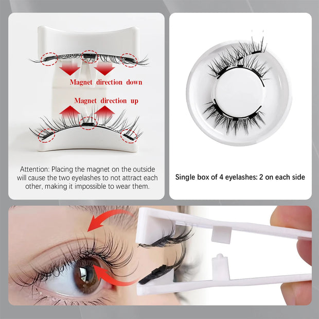 Reusable Magnetic Eyelashes with Applicator - Natural Wispy Lashes, No Glue Needed - Luxe Ladies Moda