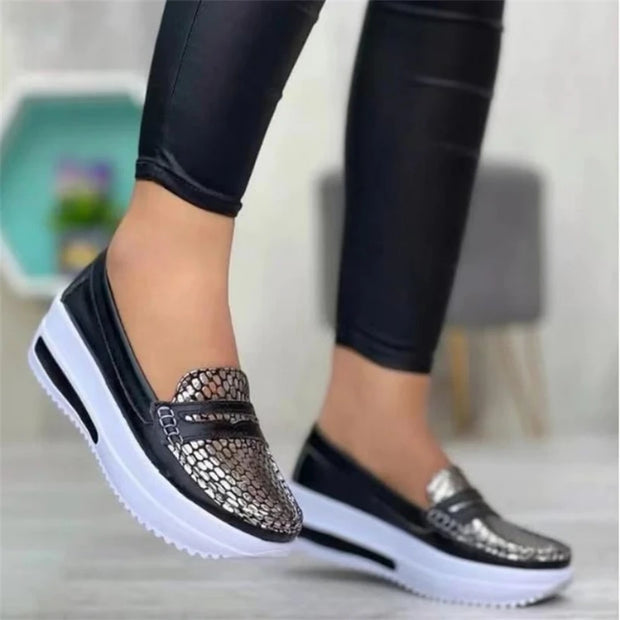 Plus Size 43 Casual Flat Shoes of Women 2024 Fashion Round Toe Low Top Wedge Platform Sneakers Comfort Non Slip Women Loafers - Luxe Ladies Moda