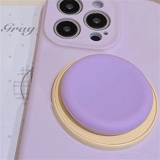 Cute Macaron Silicone Round Magnetic Holder Grip Tok Griptok Phone Stand Holder Support For iPhone 15 For Pad Magsafe Smart Tok - Luxe Ladies Moda