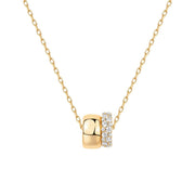 Women Luxury 14K Gold Plated Cubic Zirconia Rondelle Pendant Necklace Lady Girls Two-Toned Dainty Trendy Necklaces - Luxe Ladies Moda
