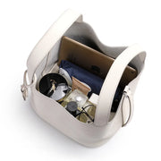 Ladies Handbag Female Bucket Bag Basket Shoulder Bag Travel Bag Large Soft Cowhide Leather Tote with Lock Design