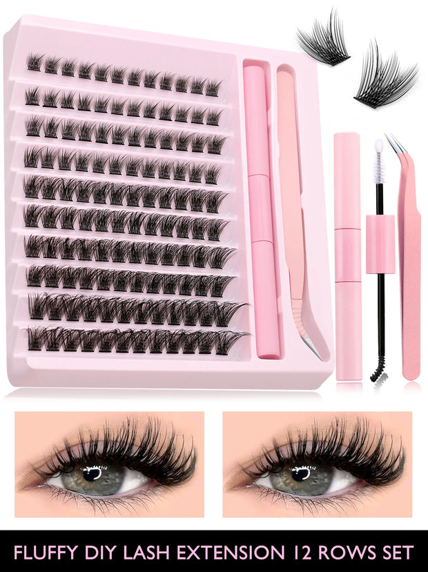 Eyelash Clusters Kit DIY Lash Extension Kit Lash Bond And Seal And Eyelash Tweezers With Waterproof Strong Hold - Luxe Ladies Moda