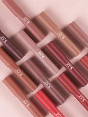 12 Colors Velvet Sexy Matte Lip Gloss Pencil – Waterproof, Long-Lasting, Non-Stick Cup Lip Tint Pen, Red & Nude Shades - Luxe Ladies Moda