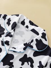 Two-piece set of women's pajamas lapel top and trousers cow pattern summer casual women's pajamas home wear - Luxe Ladies Moda