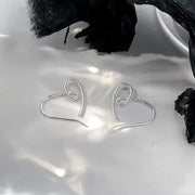 S925 Sterling Silver Single Wire Twisted Heart Shape Hook Earrings Women's Earrings Valentine's Day Gift Box 1.3g/0.046oz