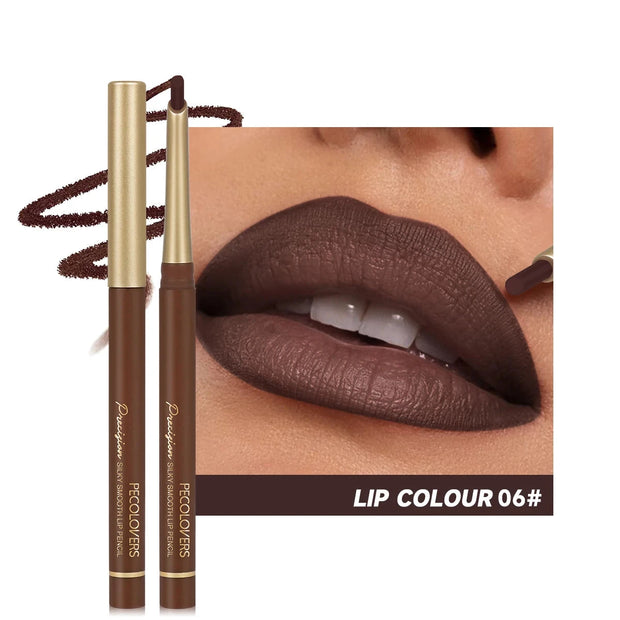 Matte 6-colors Lip Liner Pencil Bevel Design Nib Lip Contour Lipstick Nude Brown Lipstick Pencil Natural Lasting Lipliner Makeup - Luxe Ladies Moda