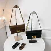 Women's Fashion Texture Crossbody Shoulder Bag Hundred Small Square Bag Brown Niche Light Luxury Women's Bag - Luxe Ladies Moda