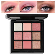 9-Grid Red Eyeshadow Palette Purple Glitter Pearlescent Matte Eye Shadow Shimmer Makeup Long Lasting Women Beauty Eye Cosmetics - Luxe Ladies Moda