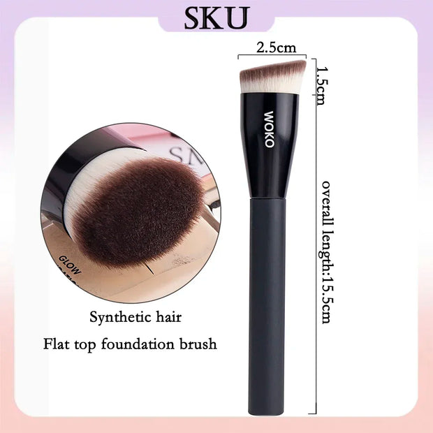 Flat Top Foundation Makeup Brushes Flat Angled Synthetic Hair Face Contour Foundation Liquid Cream Bronzer Buffing Makeup Tool - Luxe Ladies Moda
